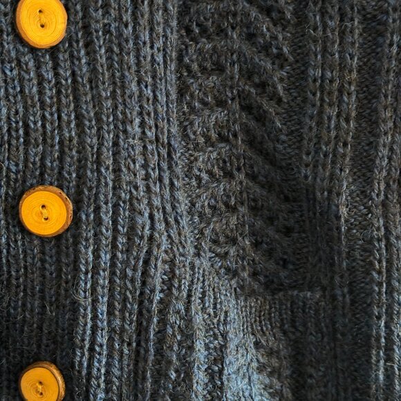 Epaulet x Northern Watters Knitwear Hand Knit Shawl Collar Cardigan in Navy-Blac - Picture 2 of 3